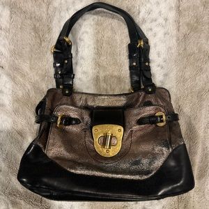 ALEXANDER MCQUEEN Flapper Black Leather Handbag